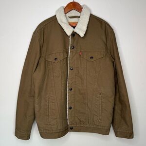 Levi’s Sherpa Lined Trucker Jacket - Men’s XL - Brown Canvas Duck Coat